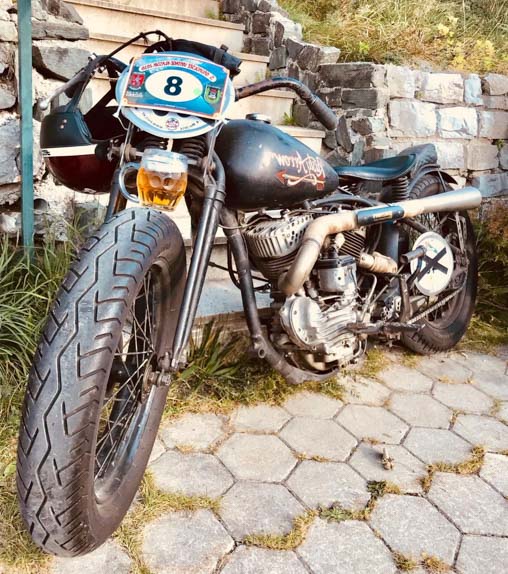 black harley davidson racing bike built year 1947