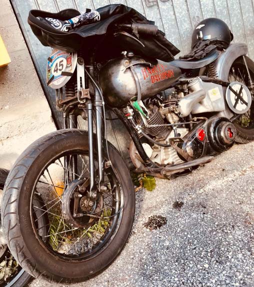 grey harley davidson racing bike built year 1949