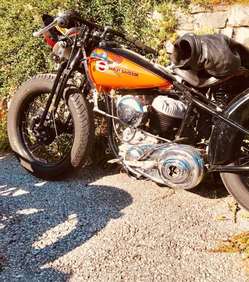 orange harley davidson racing bike built year 1939